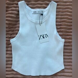 Zara Classic White Sleeveless Top